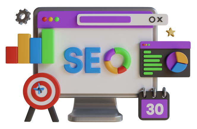 3D Image Render of SEO Services for SEO Agency Page | Evolving Digital
