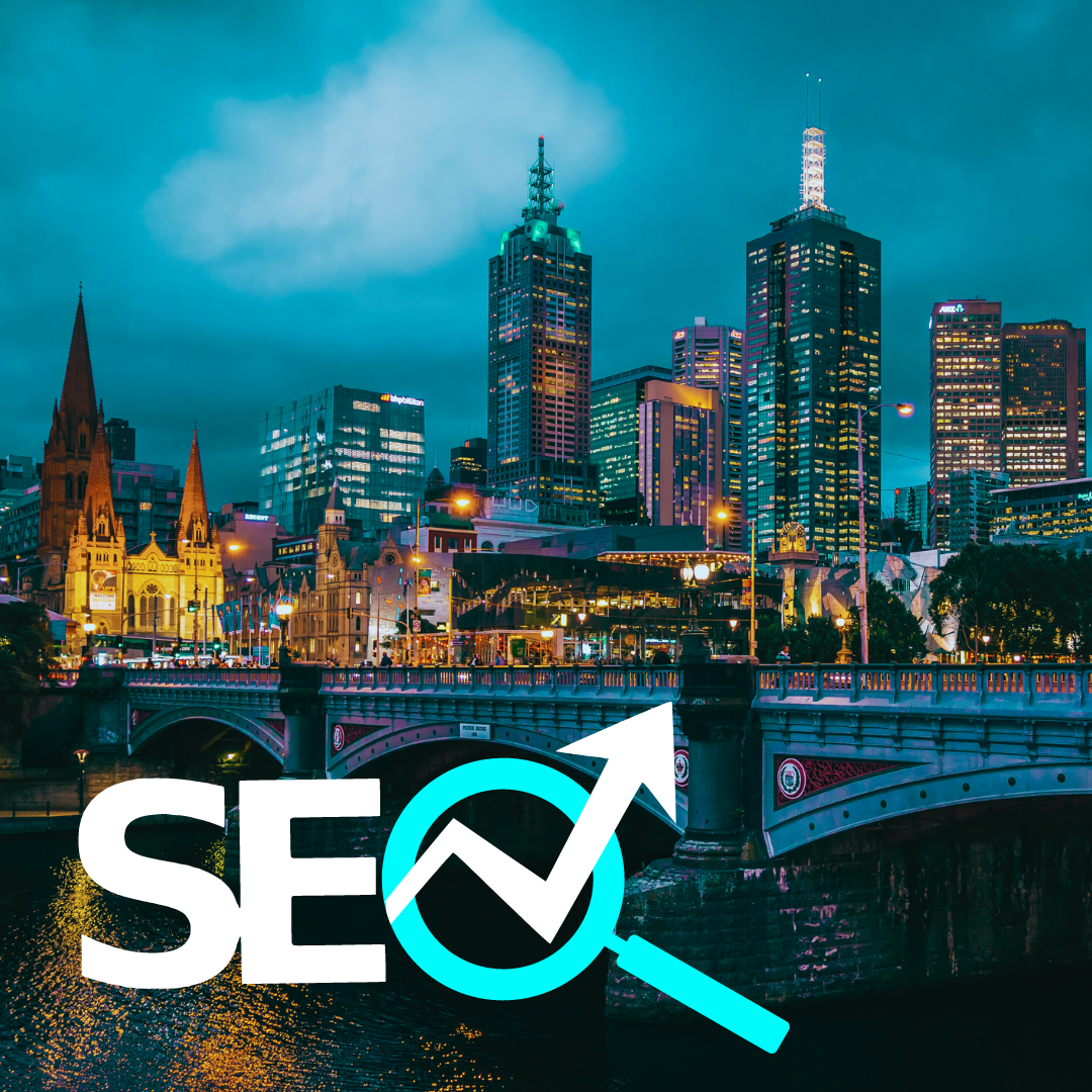 SEO graphic with melbourne city background